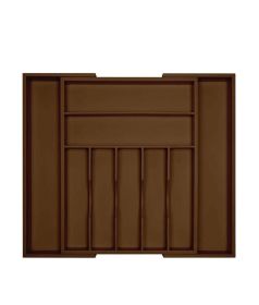 Adjustable Expandable Kitchen Utensils Drawer Organizer  For Bamboo Flatware Organizer (Color: Brown)